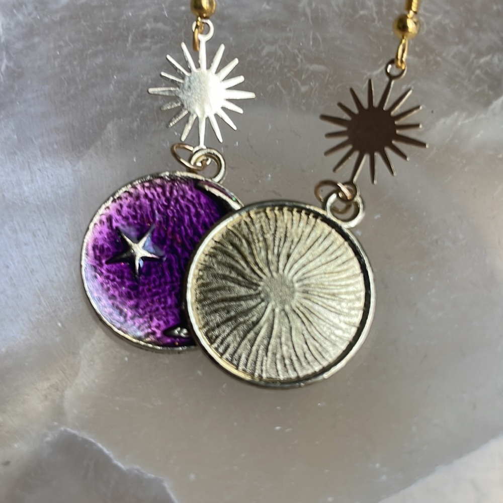 🌙 Earrings Celestial Witchy Hypoallergenic Boho Hippie Spiritual Ethereal - Picture 2 of 2